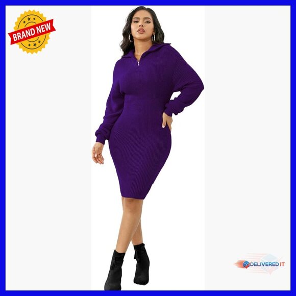 Dresses & Skirts - V-Neck Ribbed Bodycon Sweater Dress Long Sleeve Pullover Mini Dress